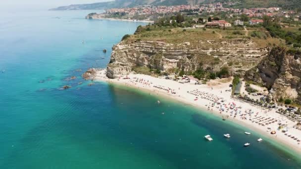 Spiaggia Bellissima Costa Vicino Mar Mediterraneo Sparatoria Aerea — Video Stock