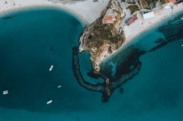 Tropea Város Calabriában Földközi Tenger Közelében Légi Felvétel — Stock Fotó