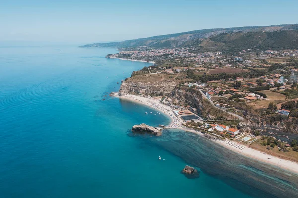 Pantai Liburan Calabria Selama Periode Musim Panas Menembak Dari Udara Stok Lukisan  