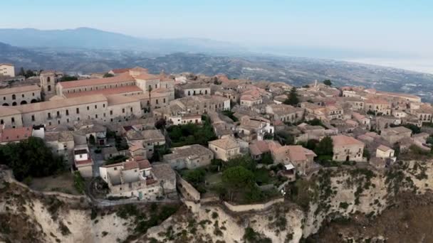 Gerace Old Medieval Vintage Town Mountains Calabria Region Italy Aerial — Video