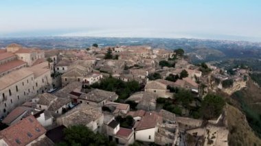 Gerace, the old medieval vintage town on the mountains of Calabria Region in Italy. Aerial shoot
