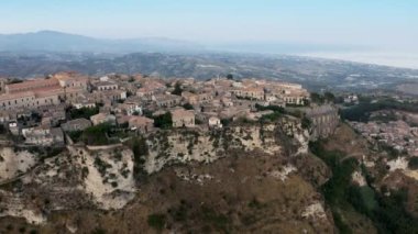 Gerace, the old medieval vintage town on the mountains of Calabria Region in Italy. Aerial shoot