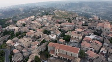 Gerace, the old medieval vintage town on the mountains of Calabria Region in Italy. Aerial shoot