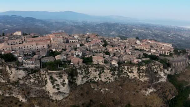 Gerace Old Medieval Vintage Town Mountains Calabria Region Italy Aerial — Stockvideo