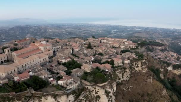 Gerace Old Medieval Vintage Town Mountains Calabria Region Italy Aerial — Stockvideo