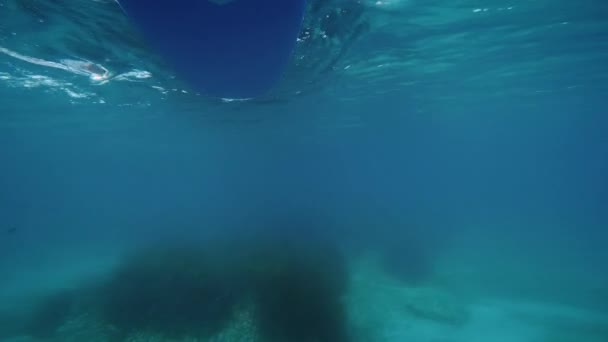 Oar Stand Paddle Seen Underwater Sea — Stockvideo