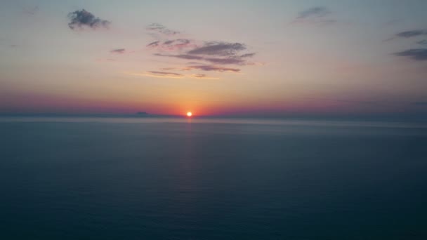 Sunset Ocean Horizon Calabria Region Italy Aerial Shoot — Stok video