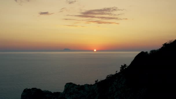 Sunset Ocean Horizon Calabria Region Italy Aerial Shoot — Stok video