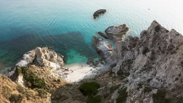 Cliff Calabria Land Mediterranean Sea Summer Season Aerial Drone Shoot — Vídeo de Stock