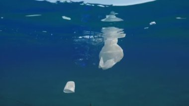 Plastic in the calm Mediterranean sea.