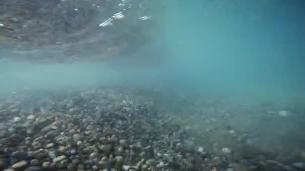 Rough Sea Waves Seen Underwater Winter — Video Stock