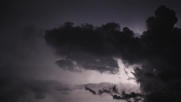 Lightning Storm Clouds Night Sky Static Shoot — ストック動画