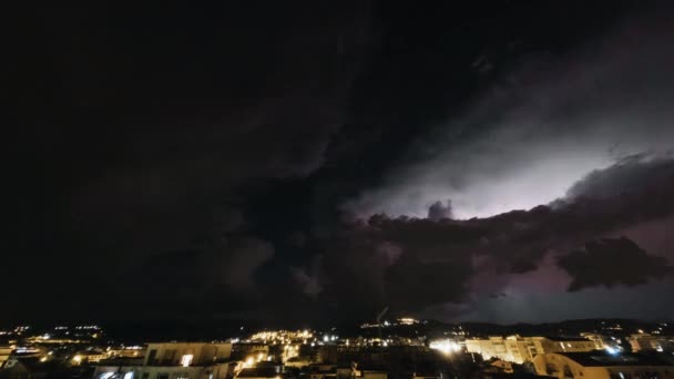 Lightning Storm Clouds Night Sky Static Shoot — Stockvideo