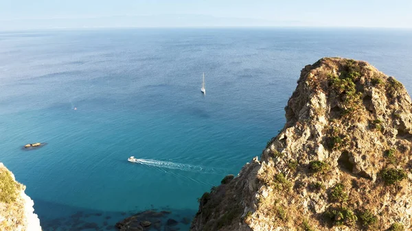 Cliff Calabria Land Mediterranean Sea Summer Season Aerial Drone Shoot — Stock fotografie