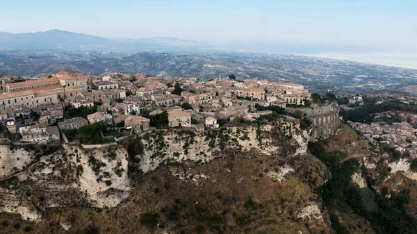 Gerace Old Medieval Vintage Town Mountains Calabria Region Italy Aerial — Stock fotografie