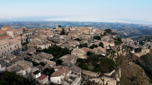 Gerace Old Medieval Vintage Town Mountains Calabria Region Italy Aerial — Stock fotografie