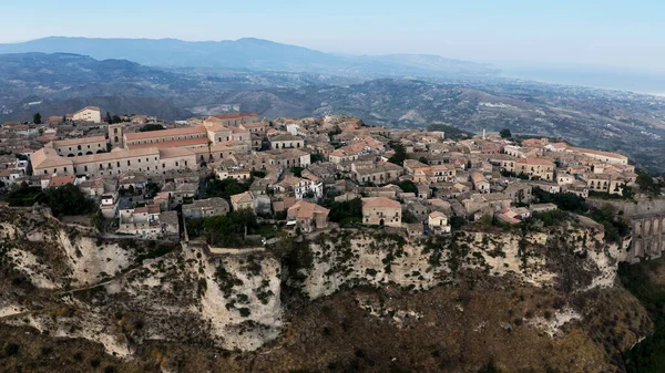 Gerace Old Medieval Vintage Town Mountains Calabria Region Italy Aerial — Stock fotografie