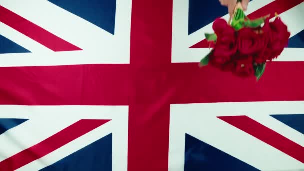 Flag England Mourning Death Queen Elizabeth — Stock Video