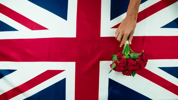 Anglická Vlajka Truchlí Nad Smrtí Královny Alžběty Stock Fotografie