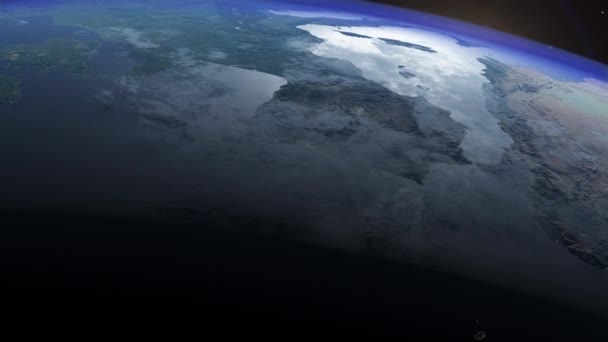Вращающийся Глобус Вид Земли Спутника — стоковое видео