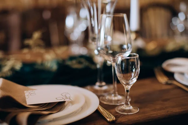 Empty Wine Glasses Table Restaurant — Stock Photo, Image