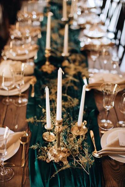 Beautiful Boho Wedding Table Decor Candles — Stock Photo, Image