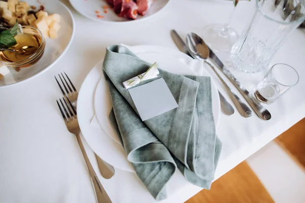 Elegante Tavolo Pranzo Allestito Stile Vintage Ristorante Una Festa Nozze — Foto Stock