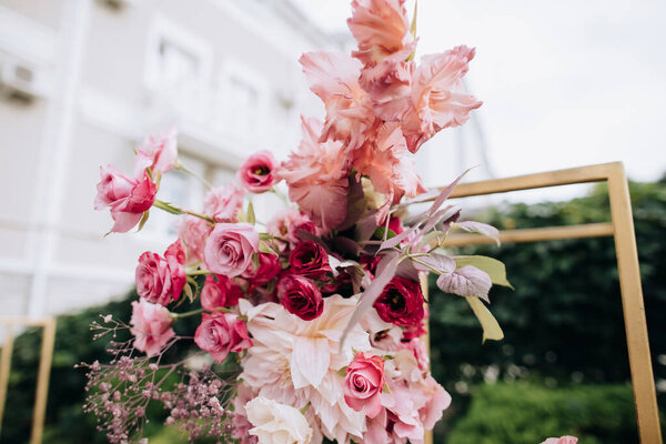 Fresh Flowers Wedding Arch Wedding Ceremony Royalty Free Stock Images