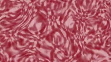 Mikroskop altında hareket eden dokuyu andıran pembe doku. Organik doku. Kırmızı hareket eden kabarcıklar. Soyut animasyon, hareket grafikleri.