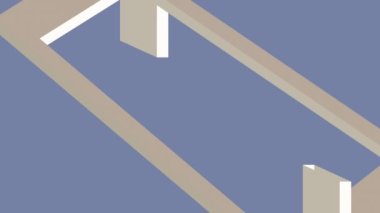 Penrose üçgeni grafik paradoksu, belirli bir açıda dönen katılar, bir paradoksal geometrik üç boyutlu katı gösterir. Sağ tarafı gösteren üçgen bir ok. Mavi arka planda beyaz cisim.
