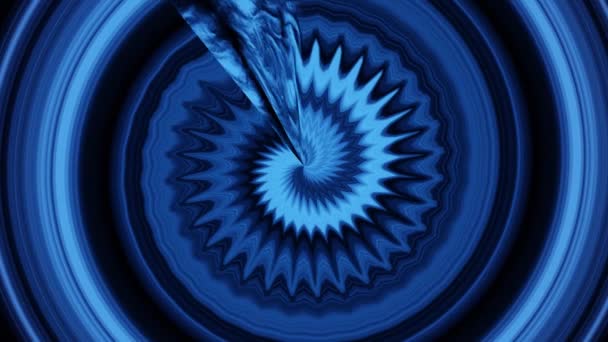 Abstract blue pattern resembling a shell of a snail surrounded by circles is lubricated with a circular cut to create an irregular bumpy texture. 3d motion graphics — Stock Video