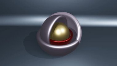 Teknik oyun. Dönerek açılan metalik yarıküreden yapılmış bir küre. İçinde, patlayan altın bir küre var ve parçalar asıl nesnenin boşluğuna düşüyor. - Evet. Şey...