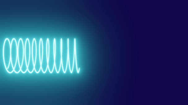 Frame - a glowing spiral on a dark blue background turns into a horizontal center frame at the top and bottom surrounded by glowing rays. Suitable as an animated background for placing your own text. — Video Stock