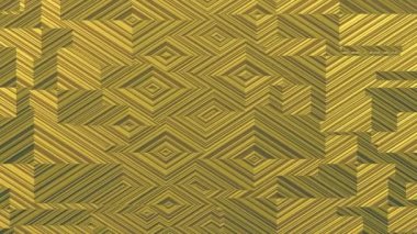 Elmaslar, kareler, dikdörtgenler gibi geometrik şekillerden oluşan altın soyut arkaplan boyutlarını değiştirip birbirleriyle sarmalanır.