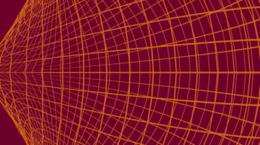 Tuğla kırmızısı zemin üzerindeki turuncu 3 boyutlu ağ simetrik olarak deforme olmuş ve orijinal haline dönmüştür. Soyut canlandırılmış arkaplan