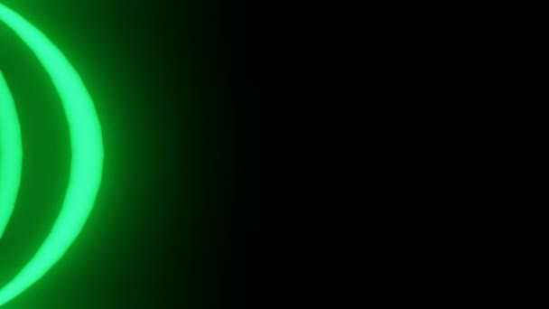 Zelené Neonové Zářící Oblouky Pohybují Černém Pozadí Abstraktní Animace Pohyblivé — Stock video