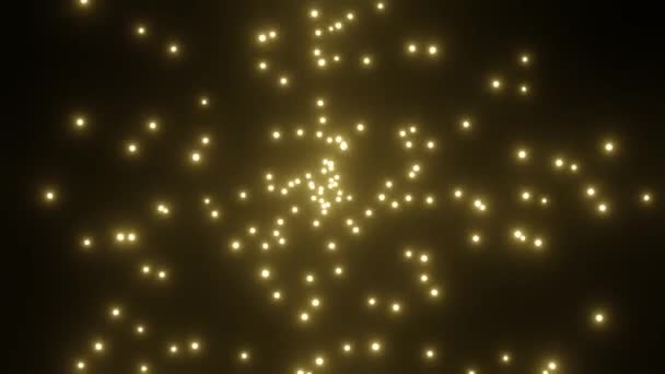 Ταξίδι Στο Διάστημα Κίτρινα Σωματίδια Φωτός Δημιουργούνται Ένα Σκοτεινό Φόντο — Αρχείο Βίντεο