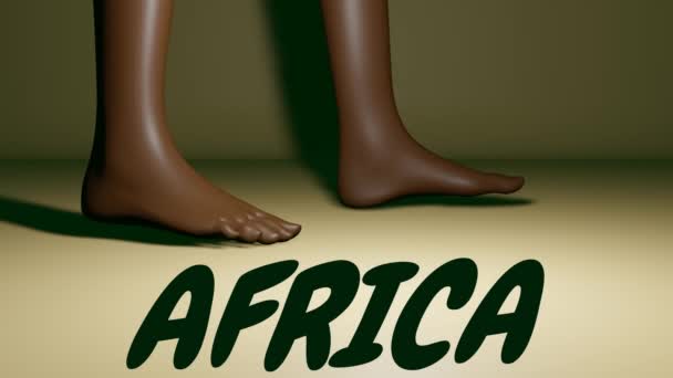Pies Negros Descalzos Habitante Africano Estandarte Para Apoyar Continente Africano — Vídeo de stock