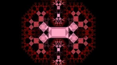 Pythagoras tree patterns in tunnel animation changed colors on black background. Animated fractal patterns. Motion graphics in 4k resolution.