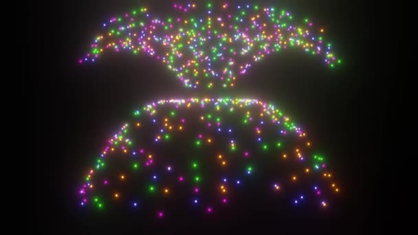 Abstract Fountain Neon Lights Black Background Lights Create Ornaments Gradually — Stockvideo