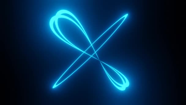 Blue Neon Curves Dark Background Create Ornaments Seamless Sci Animation — Stok video