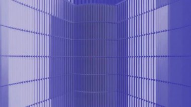 Abstract ribbed shapes in white and blue design, futuristic backgrounds, shapes move and change position, create various optical illusions. 3d render in 4k resolution.