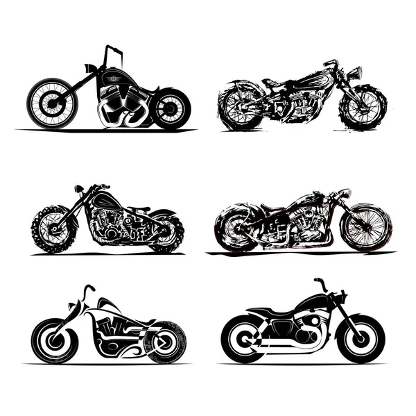 Chopper motorkerékpár sziluett klasszikus közúti motorkerékpárok egyedi — Stock Vector