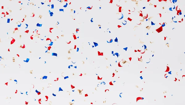 Feest Feestdagen Achtergrond Rood Blauw Gouden Confetti Render — Stockfoto