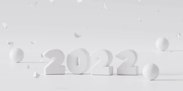 Kerst Nieuwjaar Vakantie Achtergrond Witte 2022 Brief Met Confetti Render — Stockfoto