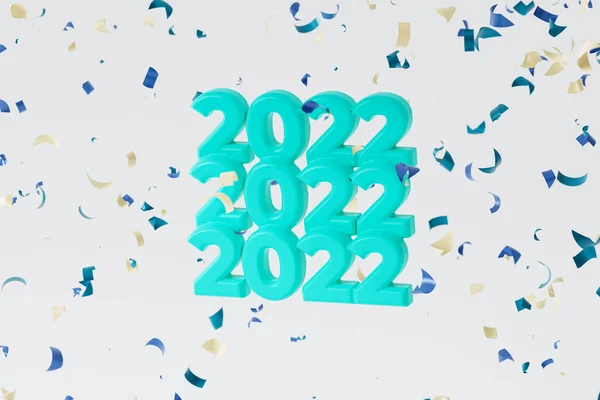 Kerst Nieuwjaar Vakantie Achtergrond 2022 Brief Met Confetti Render — Stockfoto