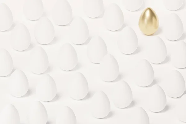 Ovos Páscoa Brancos Ovo Decorado Com Ouro Primavera Cartão Férias — Fotografia de Stock