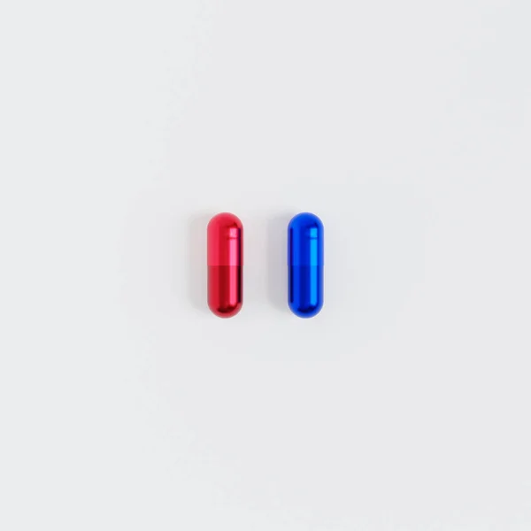 Blue Red Capsule Pills White Background Healthcare Medical Concept Antibiotics — Stock Photo, Image