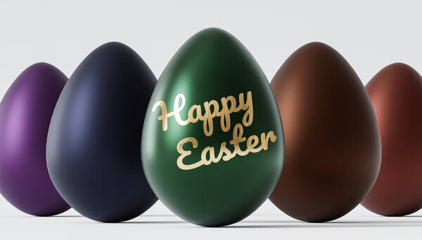 Colorful Easter Eggs White Background Spring Holidays Advertising Render Royalty Free Stock Images