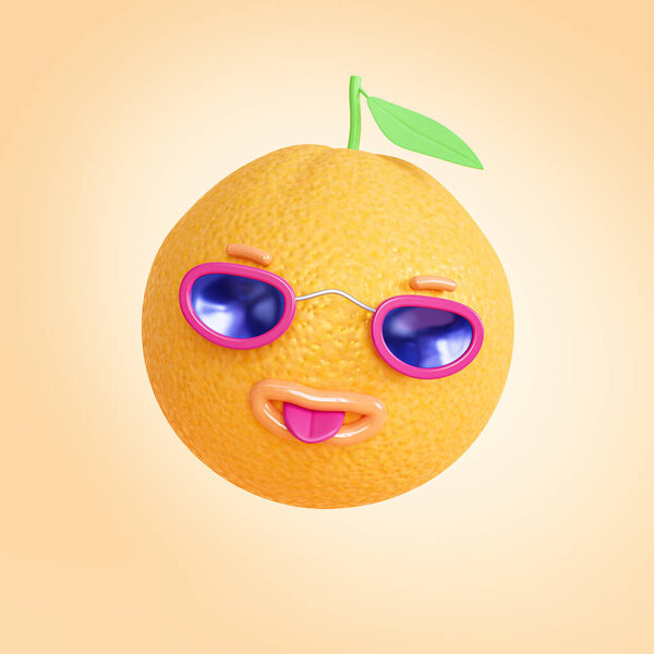 Orange Fruit Character Face Sunglasses Illustration Render Royalty Free Stock Images
